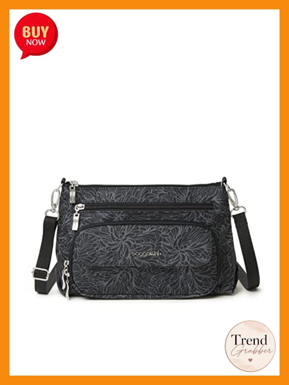 RFID Protected Lightweight Nylon Crossbody Bag with Built-in Wallet